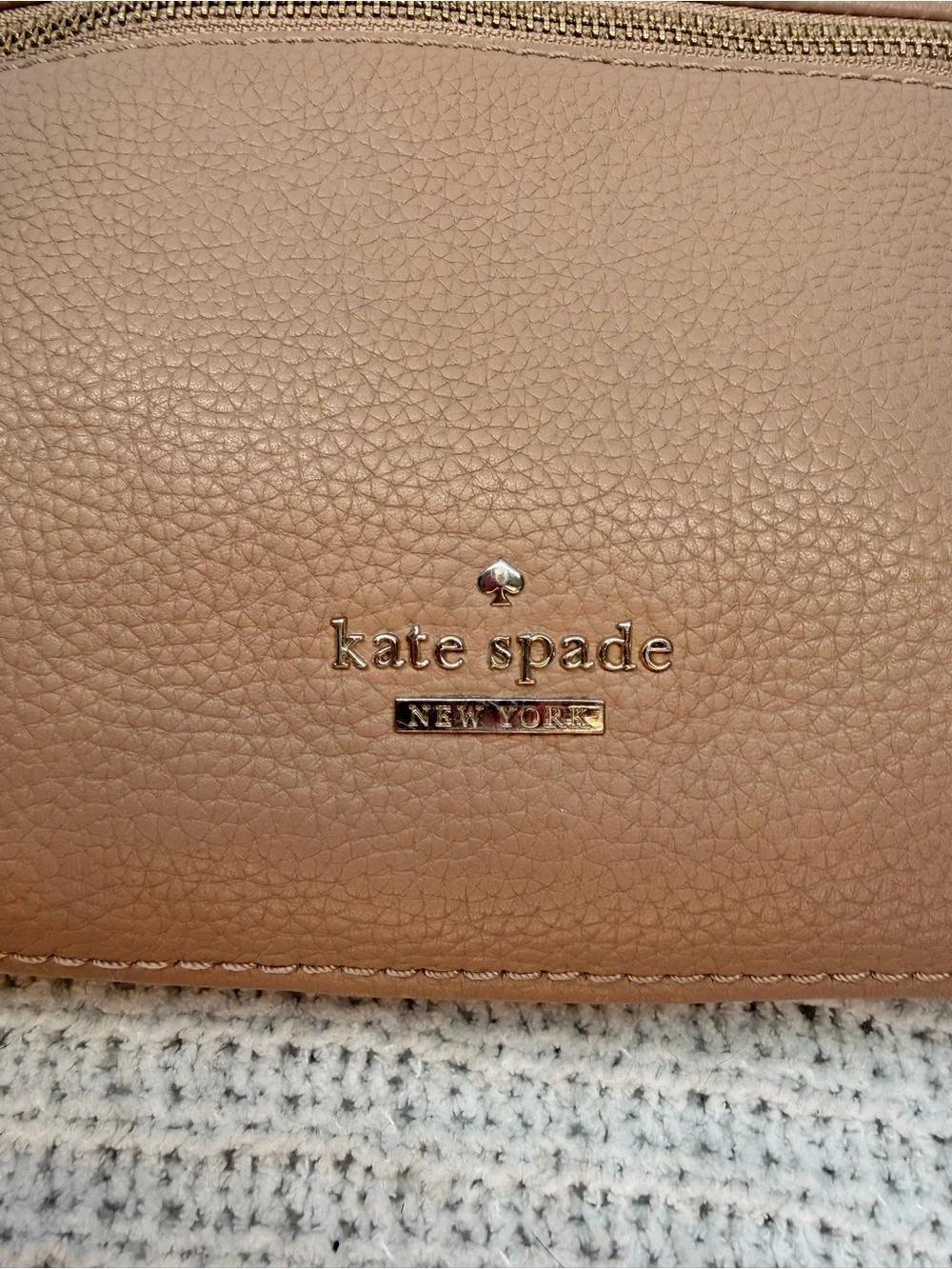 kate spade Tan Pebbled Leather Crossbody with Gold Hardware